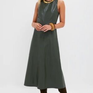 Dark Hunter Green Faux Leather Manon Maxi Dress